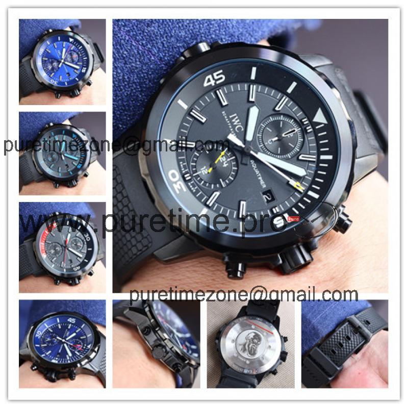 Replica Aquatimer Family A4813 Automatic Movement Mens Watch Black Dial Rubber Strap A E203