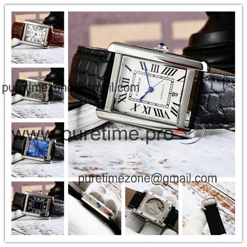 Replica Tank A21j Automatic Movement Mens Watch White Dial Leather Strap A E28