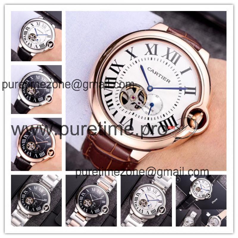 Replica Ballon Bleu A82S7 Automatic Movement Mens Watch White Dial Leather Strap E30