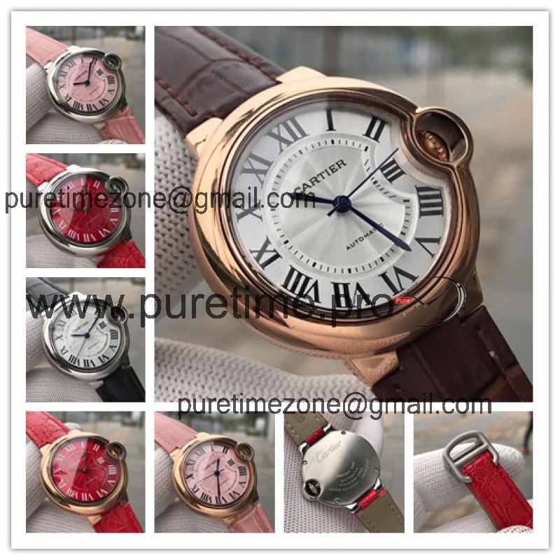 Replica Ballon Bleu Japan Miyota 8215 Automatic Movement Womens Watch Silver Dial Leather Strap E36