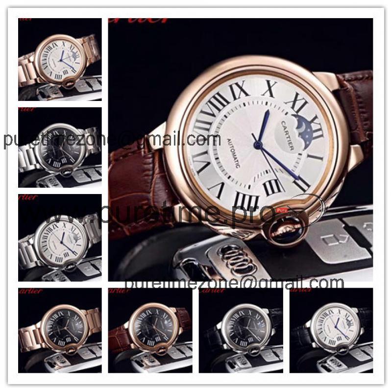 Replica Ballon Bleu A21j Automatic Movement Mens Watch White Dial Leather Strap E42