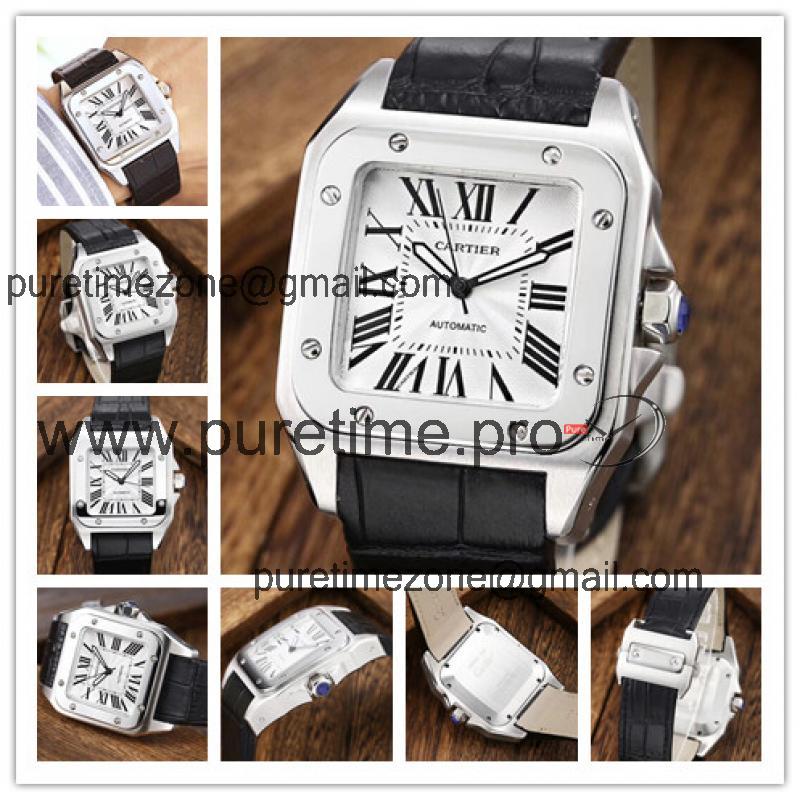 Replica Santos A21j Automatic Movement Mens Watch White Dial Leather Strap 63