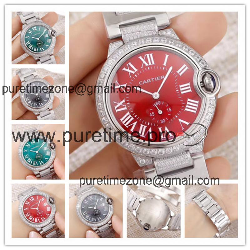 Replica Ballon Bleu Swiss Quartz Movement Womens Watch Red Dial Stainless Steel A E70