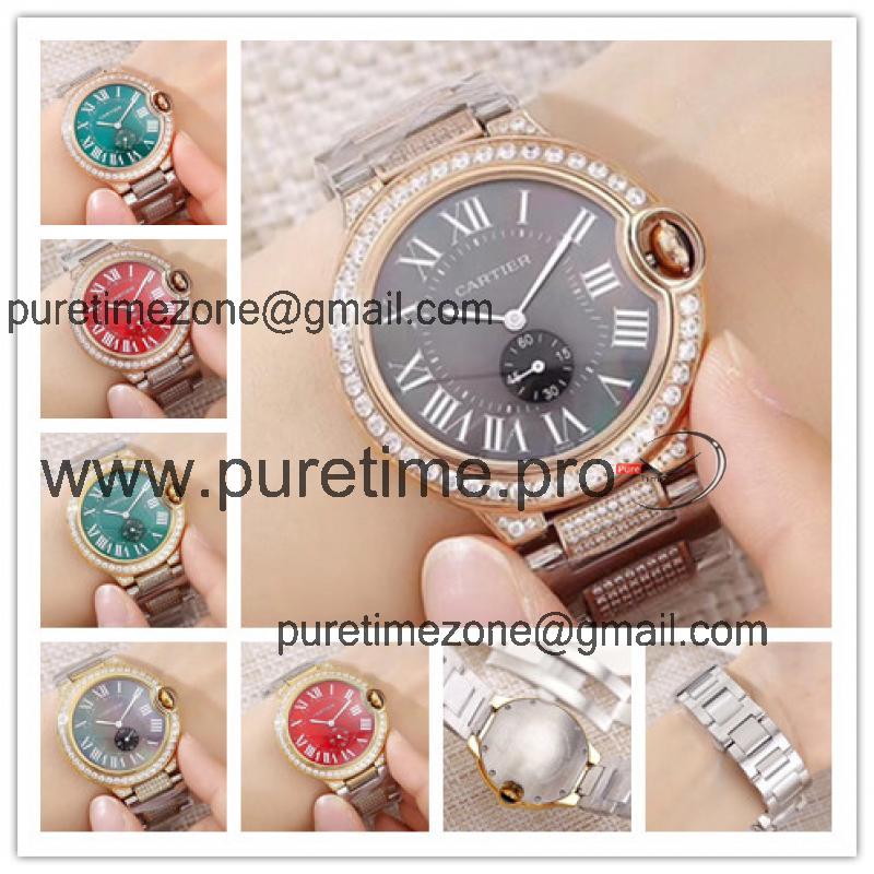 Replica Ballon Bleu Swiss Quartz Movement Womens Watch Gray Dial Two Tone Rose Gold B E70