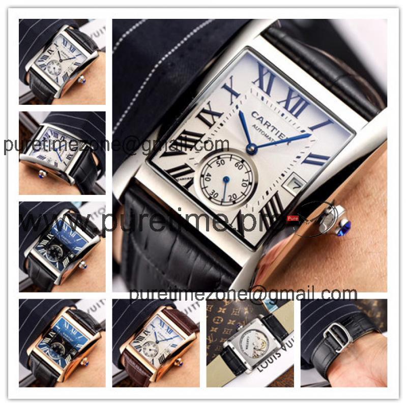 Replica Tank A21j Automatic Movement  Mens Watch White Dial Leather Strap E92