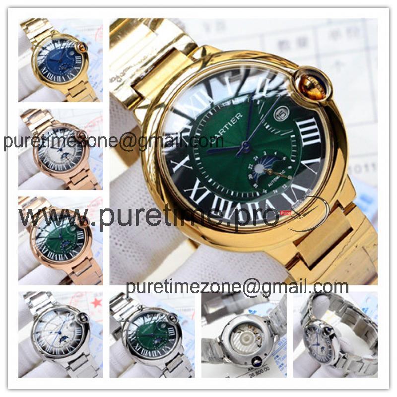 Replica Ballon Bleu A21j Automatic Movement Mens Watch Green Dial Yellow Gold A E94