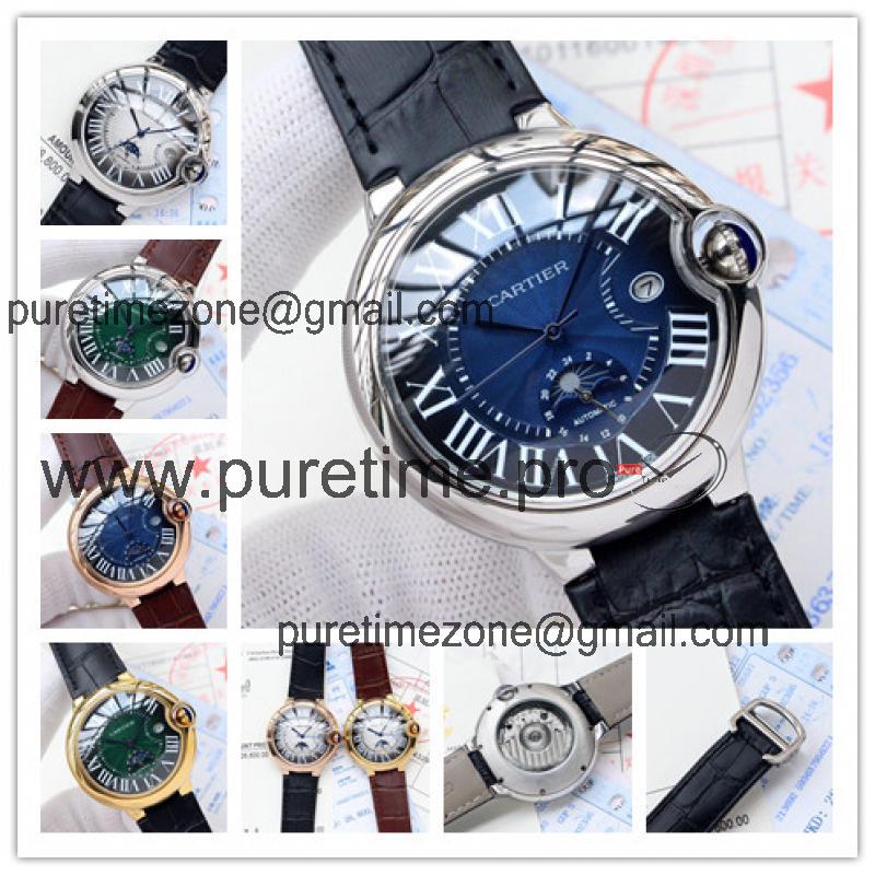 Replica Ballon Bleu A21j Automatic Movement Mens Watch Blue Dial Leather Strap B E94