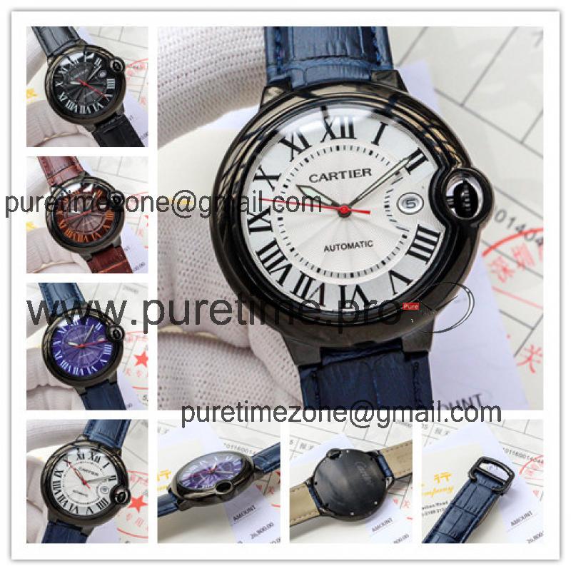 Replica Ballon Bleu Japan Miyota 8215 Automatic Movement Mens Watch White Dial Leather Strap E97