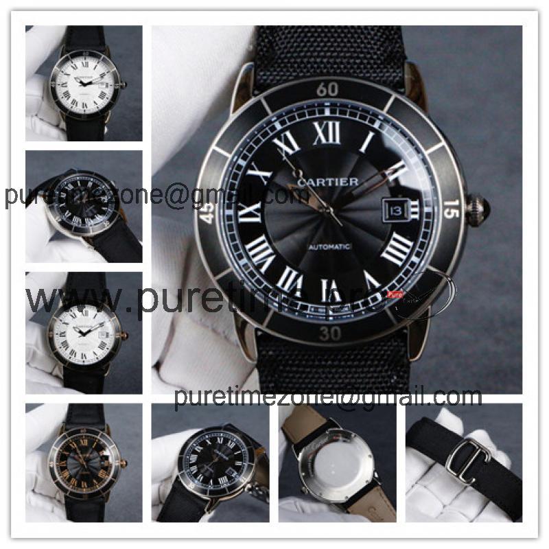 Replica Ronde A21j Automatic Movement Mens Watch Black Dial Nylon Strap E98