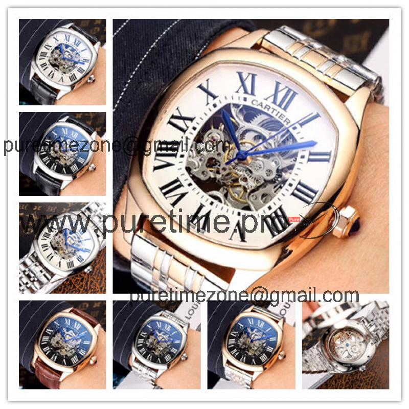 Replica Drive A21j Automatic Movement Mens Watch Skeleton Dial Two Tone Rose Gold E109