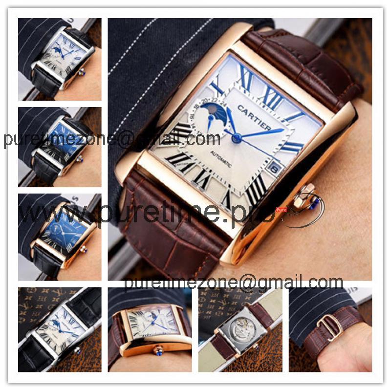 Replica Tank A21j Automatic Movement Mens Watch White Dial Leather Strap B E119