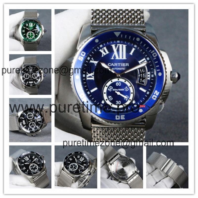 Replica Calibre A21j Automatic Movement Mens Watch Blue Dial Stainless Steel E122