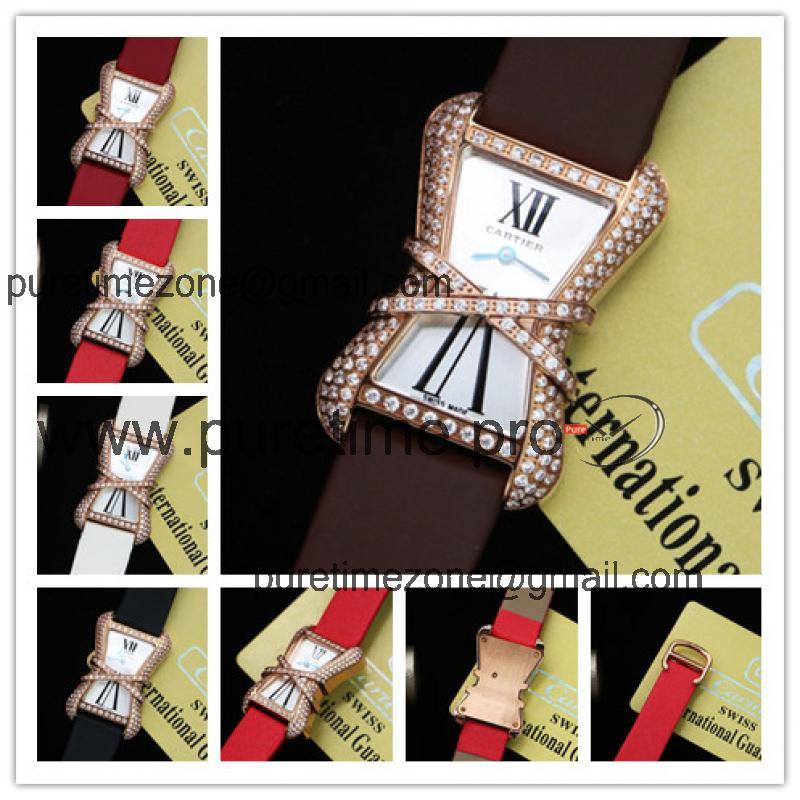 Replica High Jewelry Swiss Quartz Movement Womens Watch White Dial Leather Strap A E125