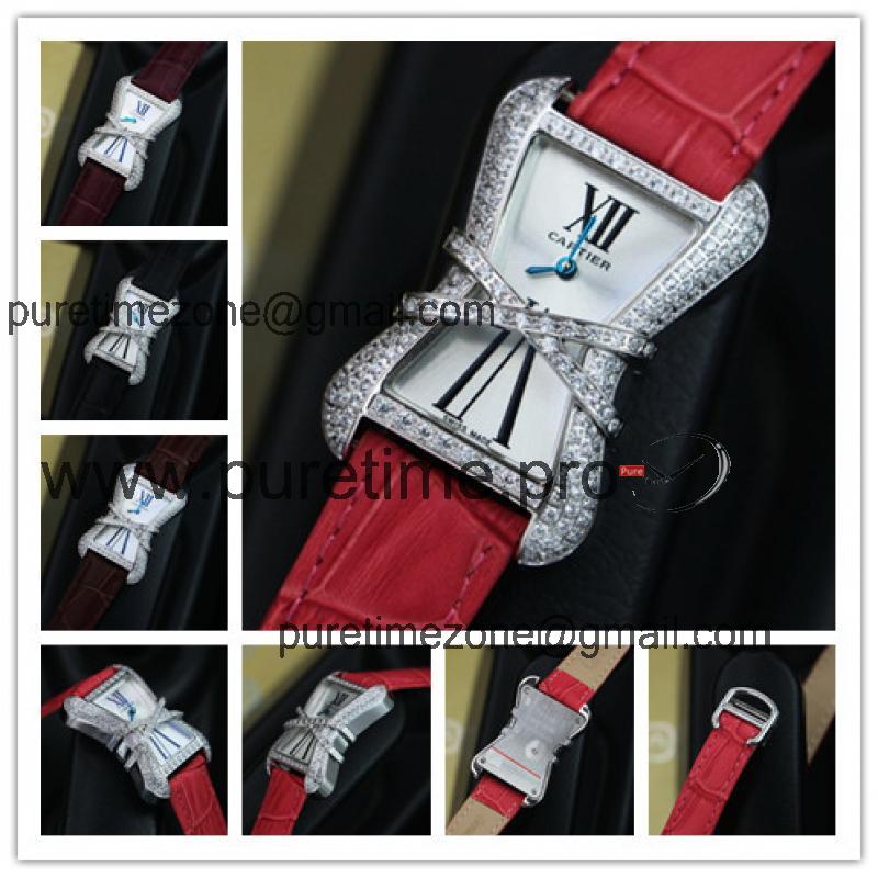 Replica High Jewelry Swiss Quartz Movement Womens Watch White Dial Leather Strap D E125