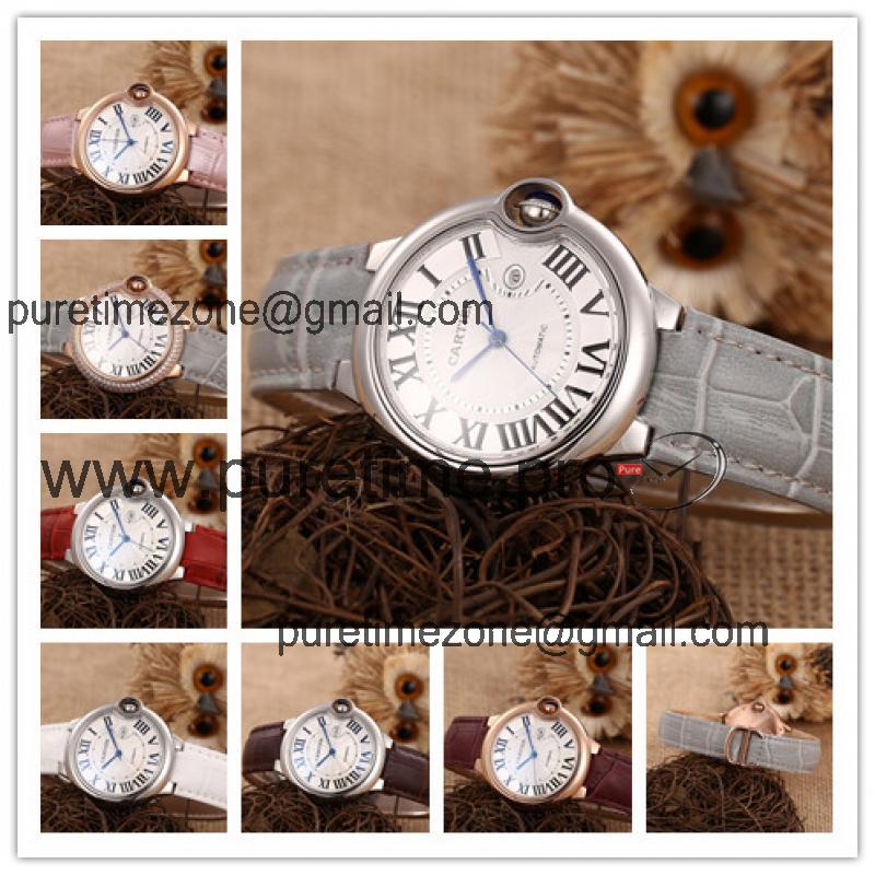 Replica Ballon Bleu A21j Automatic Movement Mens Watch White Dial Leather Strap E128