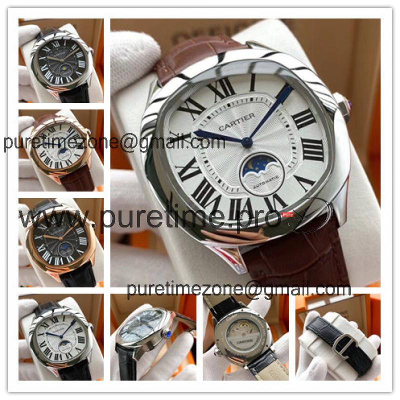 Replica Drive A21j Automatic Movement Mens Watch White Dial Leather Strap A E186