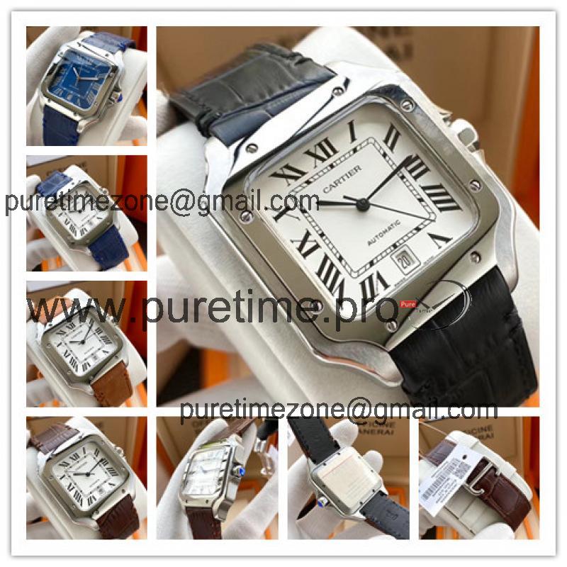 Replica Santos A21j Automatic Movement Mens Watch White Dial Leather Strap C E187