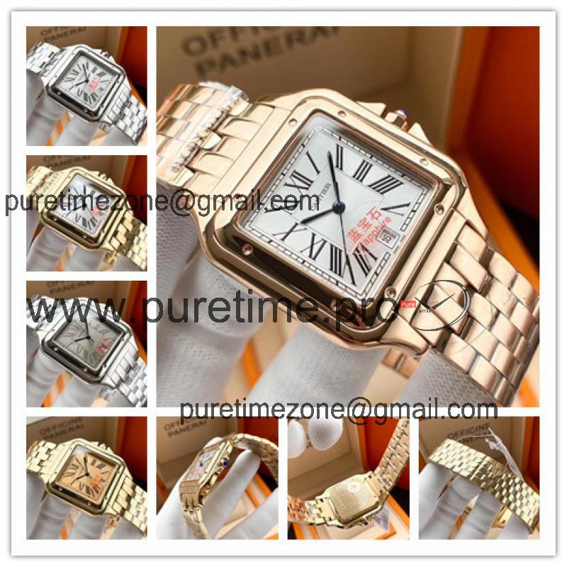 Replica Panthère Swiss Quartz Movement Womens Watch White Dial Jubilee Bracelet Rose Gold D E198