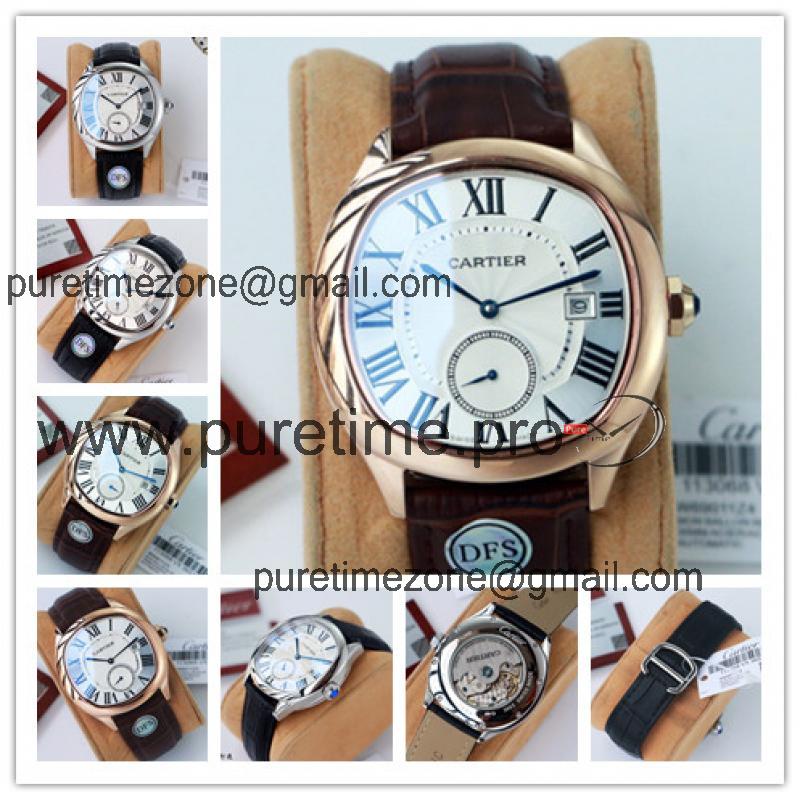 Replica Drive A21j Automatic Movement Mens Watch White Dial Leather Strap E200