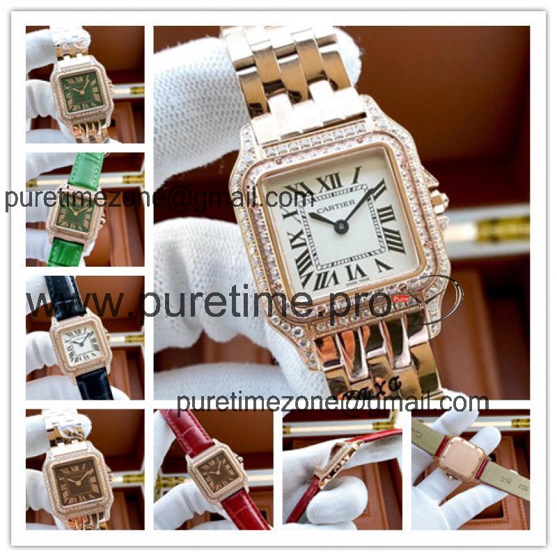 Replica Panthère Swiss Quartz Movement Womens Watch White Dial Rose Gold E246