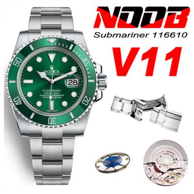 NOOB V11 Submariner 116610 SA3135 Automatic Mens Watch Ceramic Bezel Green Dial 904L SS Bracelet Best Edition