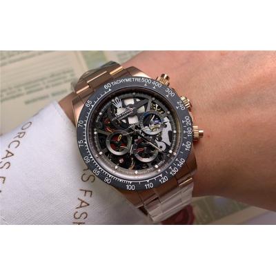 Replica Cosmograph Daytona  A21J Automatic Movement Mens Watch Skeleton Dial  Rubber Strap E102