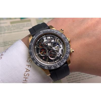 Replica Cosmograph Daytona  A21J Automatic Movement Mens Watch Skeleton Dial  Rubber Strap E102