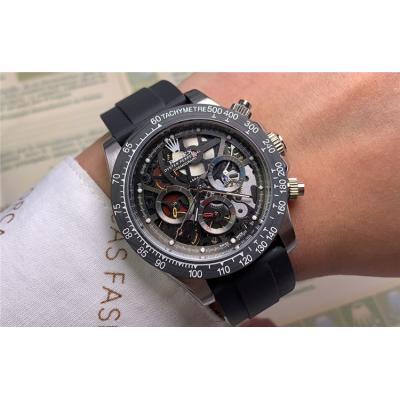 Replica Cosmograph Daytona  A21J Automatic Movement Mens Watch Skeleton Dial  Rubber Strap E102