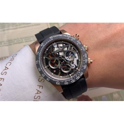 Replica Cosmograph Daytona  A21J Automatic Movement Mens Watch Skeleton Dial  Rubber Strap E102