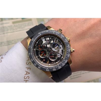 Replica Cosmograph Daytona  A21J Automatic Movement Mens Watch Skeleton Dial  Rubber Strap E102