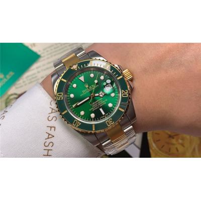 Replica Submariner  A21J Automatic Mens Watch Green Dial Oyster Bracelet  Two Tone Yellow Gold B E104