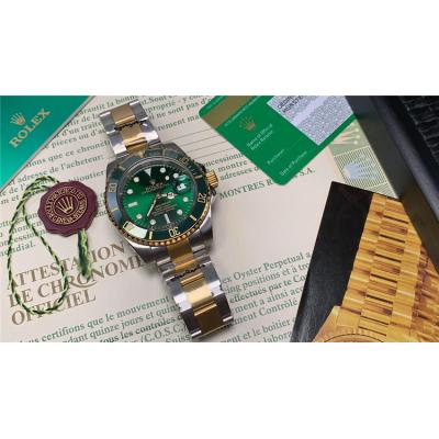 Replica Submariner  A21J Automatic Mens Watch Green Dial Oyster Bracelet  Two Tone Yellow Gold B E104