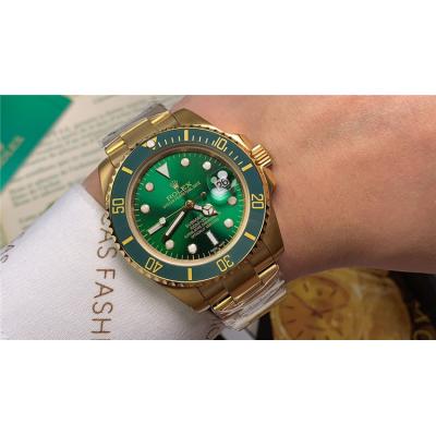 Replica Submariner  A21J Automatic Mens Watch Green Dial Oyster Bracelet Yellow Gold C E104