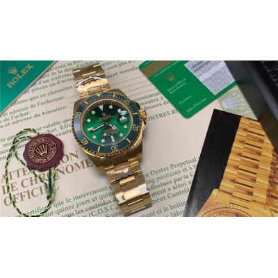 Replica Submariner  A21J Automatic Mens Watch Green Dial Oyster Bracelet Yellow Gold C E104