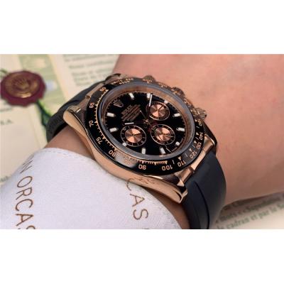 Replica Cosmograph Daytona  A21J Automatic Movement Mens Watch  Black Dial Rubber Strap E108