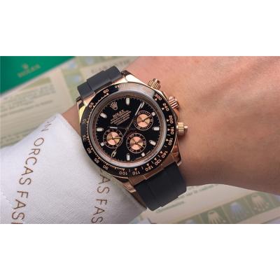 Replica Cosmograph Daytona  A21J Automatic Movement Mens Watch  Black Dial Rubber Strap E108