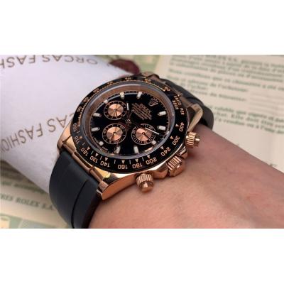 Replica Cosmograph Daytona  A21J Automatic Movement Mens Watch  Black Dial Rubber Strap E108