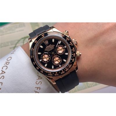 Replica Cosmograph Daytona  A21J Automatic Movement Mens Watch  Black Dial Rubber Strap E108