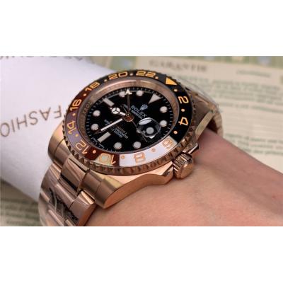 Replica GMT-Master II A21J Automatic  Mens Watch Black Dial Oyster Bracelet  Two Tone Rose Gold E109