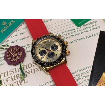 Replica Cosmograph Daytona  A21J Automatic Movement Mens Watch Gold Dial Rubber Strap E110