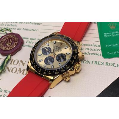 Replica Cosmograph Daytona  A21J Automatic Movement Mens Watch Gold Dial Rubber Strap E110