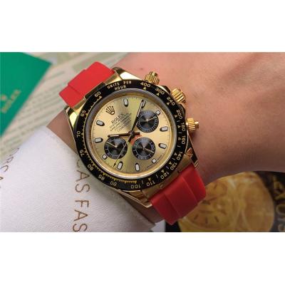 Replica Cosmograph Daytona  A21J Automatic Movement Mens Watch Gold Dial Rubber Strap E110