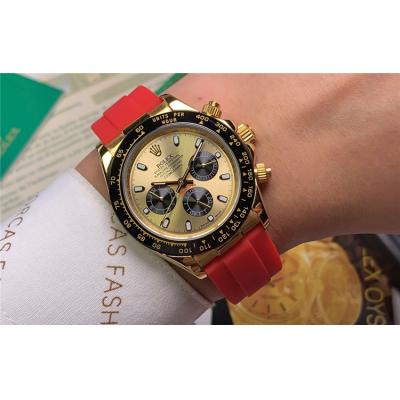 Replica Cosmograph Daytona  A21J Automatic Movement Mens Watch Gold Dial Rubber Strap E110