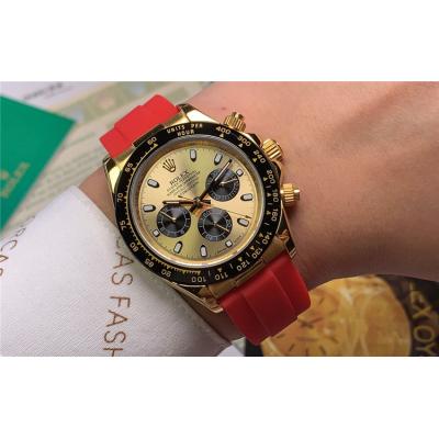 Replica Cosmograph Daytona  A21J Automatic Movement Mens Watch Gold Dial Rubber Strap E110