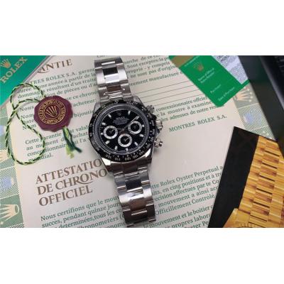 Replica Cosmograph Daytona  A21J Automatic Movement Mens Watch  Black Dial Oyster Bracelet SS A E111