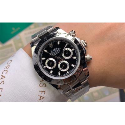 Replica Cosmograph Daytona  A21J Automatic Movement Mens Watch  Black Dial Oyster Bracelet SS A E111