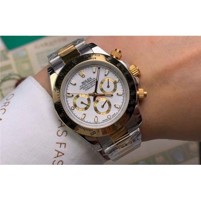 Replica Cosmograph Daytona  A21J Automatic  Mens Watch White Dial Oyster Bracelet Yellow Gold B E111