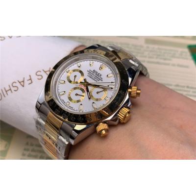 Replica Cosmograph Daytona  A21J Automatic  Mens Watch White Dial Oyster Bracelet Yellow Gold B E111