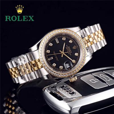 Replica Datejust Japan Miyota 8215 Automatic Mens Watch  Black Dial  Two Tone Yellow Gold E124