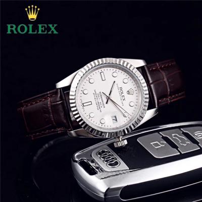 Replica Datejust Japan Miyota 8215 Automatic Mens Watch  White Dial Leather Strap B E125